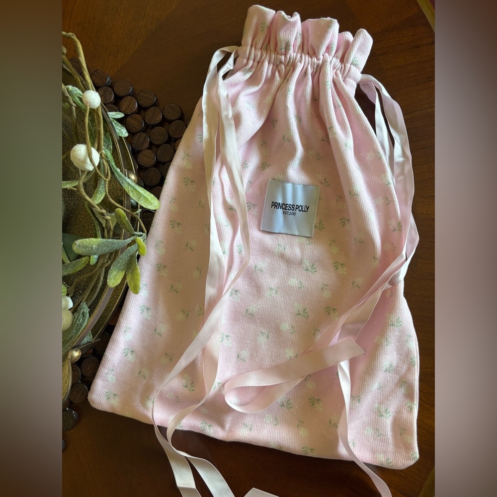 Princess Polly Drawstring Bag Floral Pink Feminine Coquette Dainty Roses
